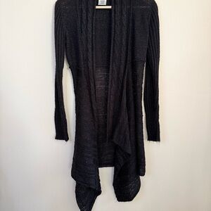 Max Studio Black Silver Draped Open Cardigan Size S Textured Knit